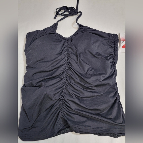 Lands' End Women's Ruched Multi-Way V-Neck Halter Tankini Swimsuit Top Size 12 - Picture 16 of 16